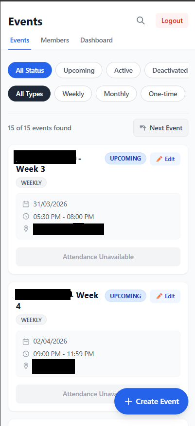 Attendance Management System Interface Preview